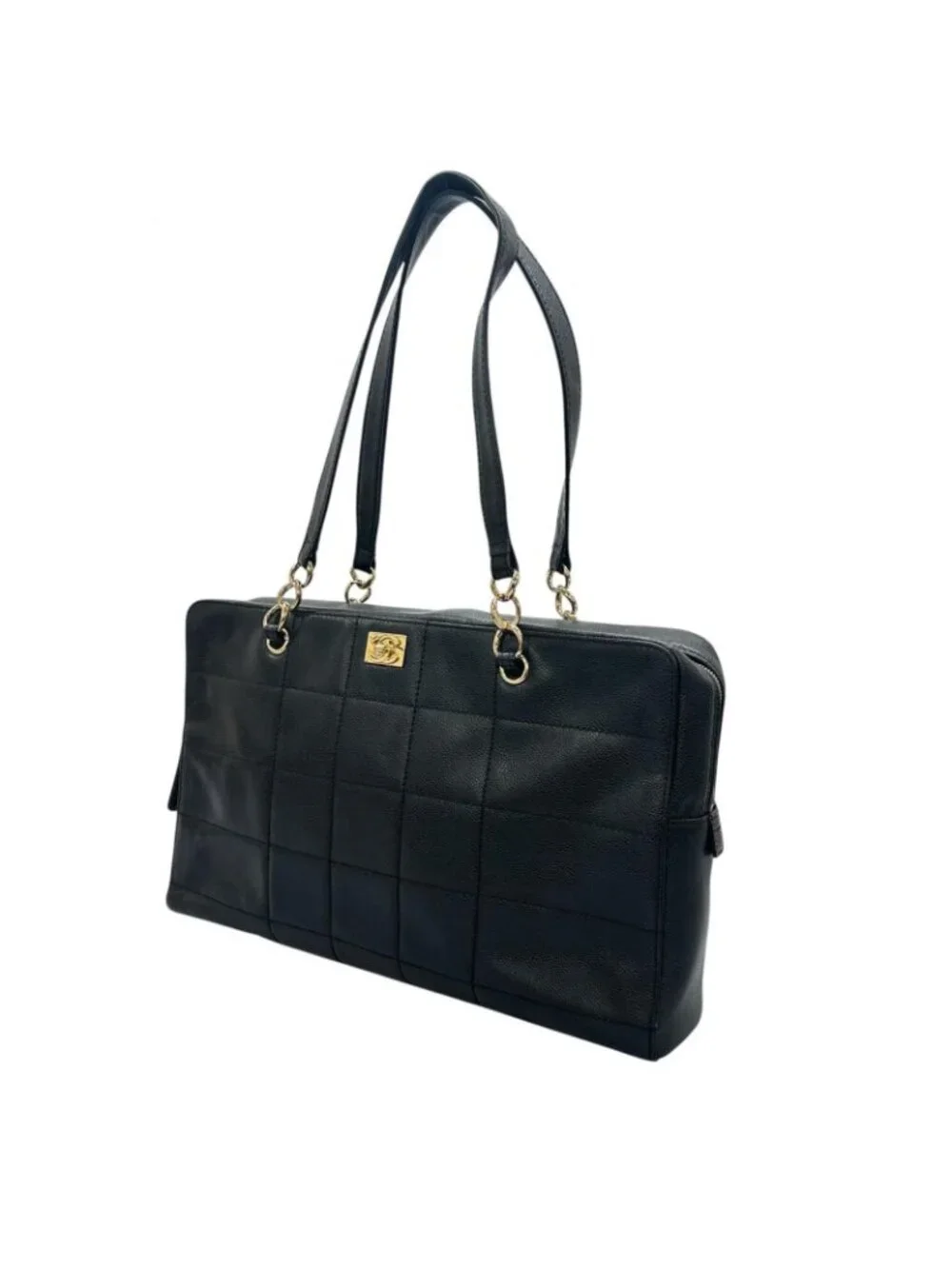 Chanel Choco Bar Tote Bag Leather Black